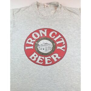 VTG 90s Iron City Beer Pittsburgh Brewing Fruit Of The Loom T-Shirt XL Mens Gray